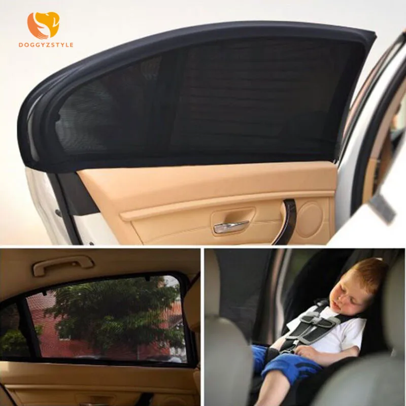 

2Pcs Car Sun Visor Rear Side Window Sun Shade Mesh Fabric Sun Visor Shade Cover Shield UV Protector Black Auto Sunshade Curtain