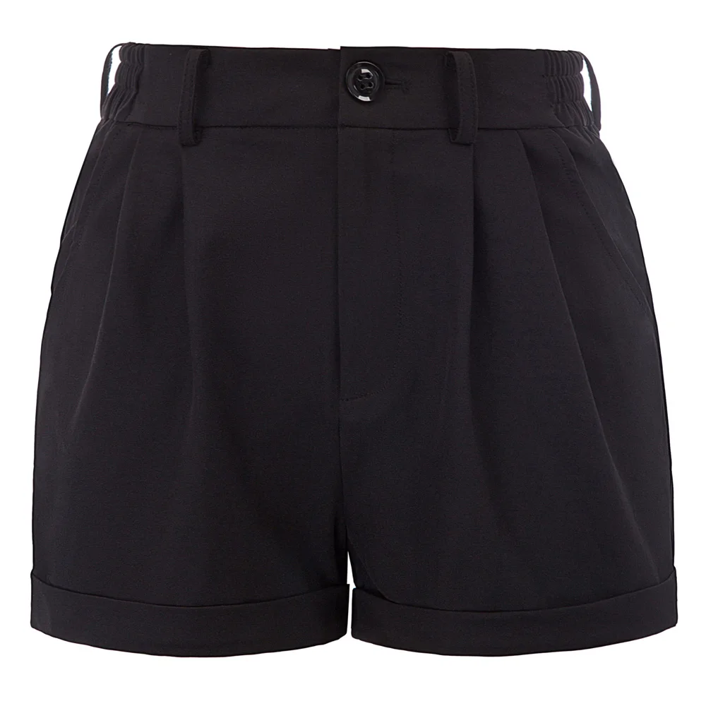 Для женщин летние шорты для повседневное досуг черный XL 2XL Классический эластичный пояс, карманы ремень леди одежда прогулочные шорты