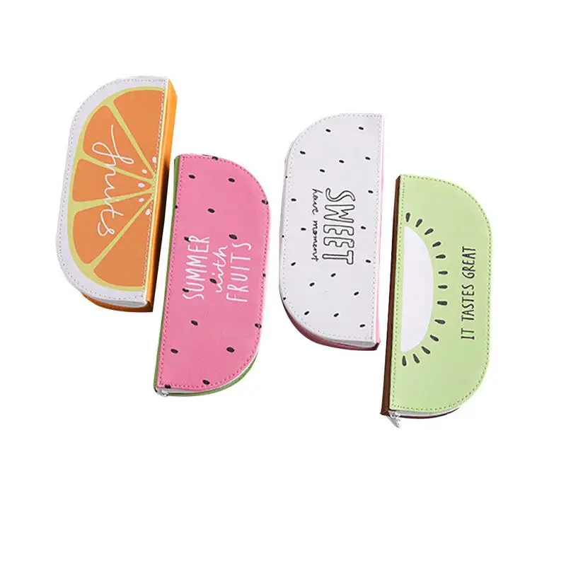 

Fruit Pu Pencil Case School Supplies Korean Creative Semi-circular Stationery Box Small Fresh Pen Holder Organizer