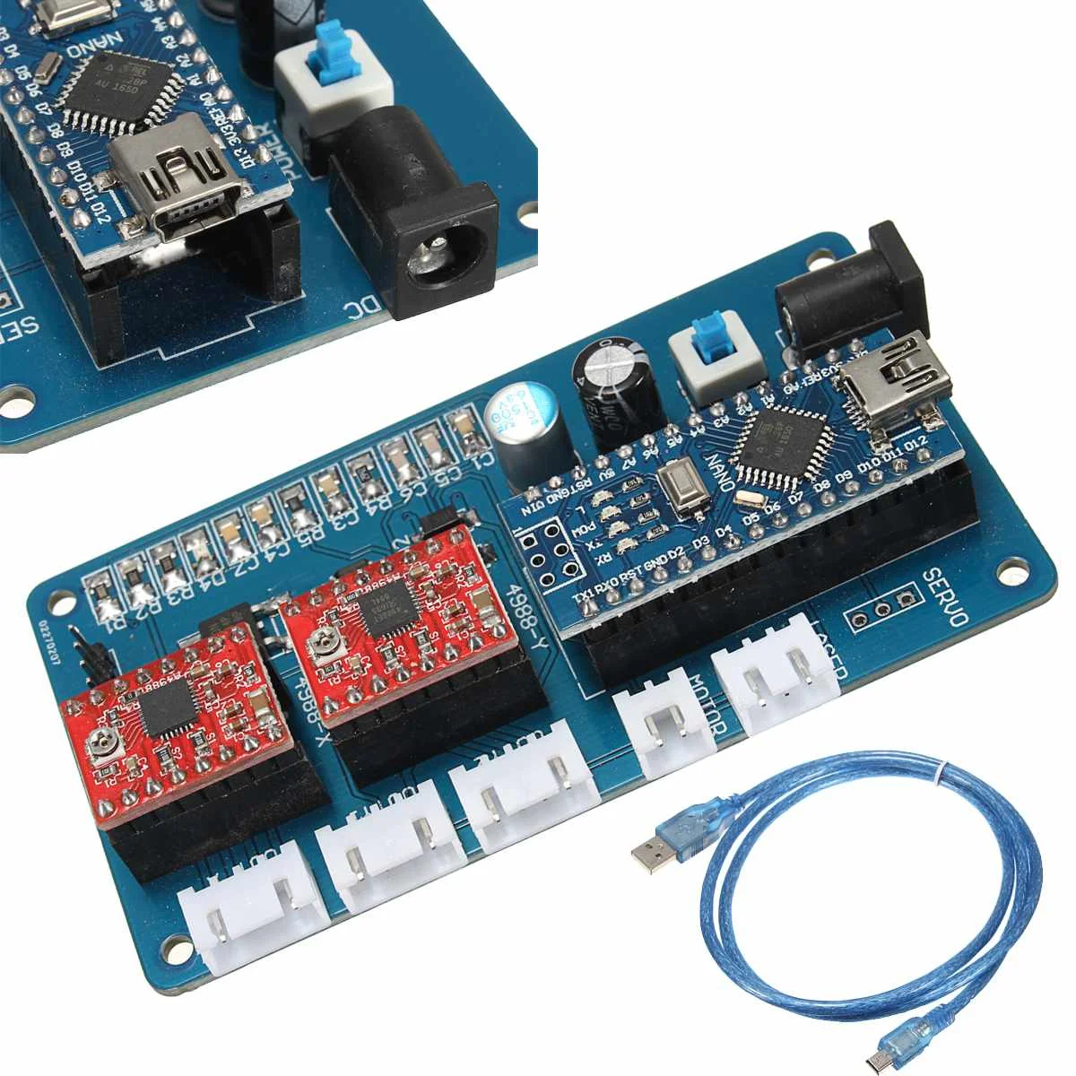 

2 Axis CNC Stepper Motor USB Driver Board Control Panel Board 12V for DIY Desktop Laser Engraving Cutting Machine GRBL + Cable