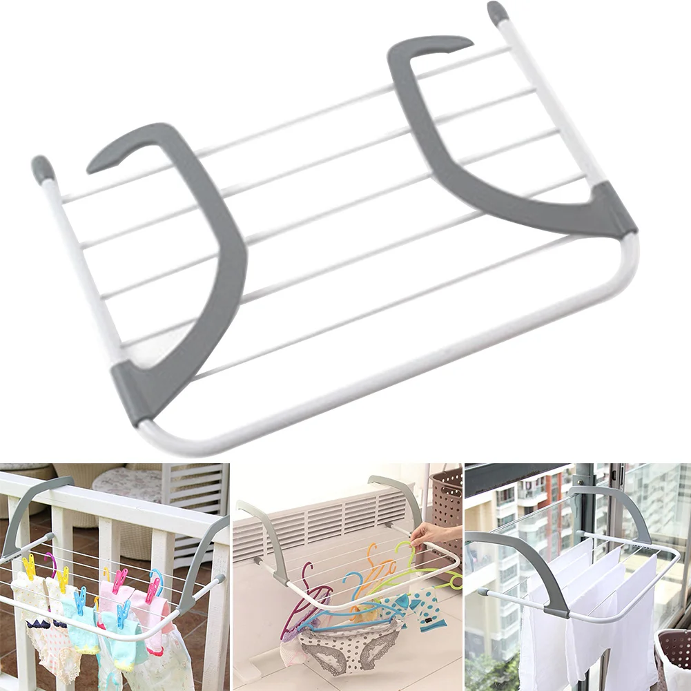 

Clothes Storage Multifunction Radiator Outdoor Pole Telescopic Laundry Balcony Drying Rack Airer Folding Adjustable Portable