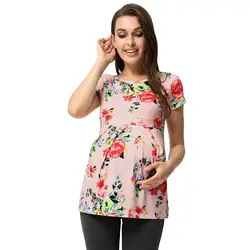 GK Повседневная летняя обувь футболка Для женщин беременных Этнические Цветочный узор короткий рукав с круглым вырезом Женская футболка