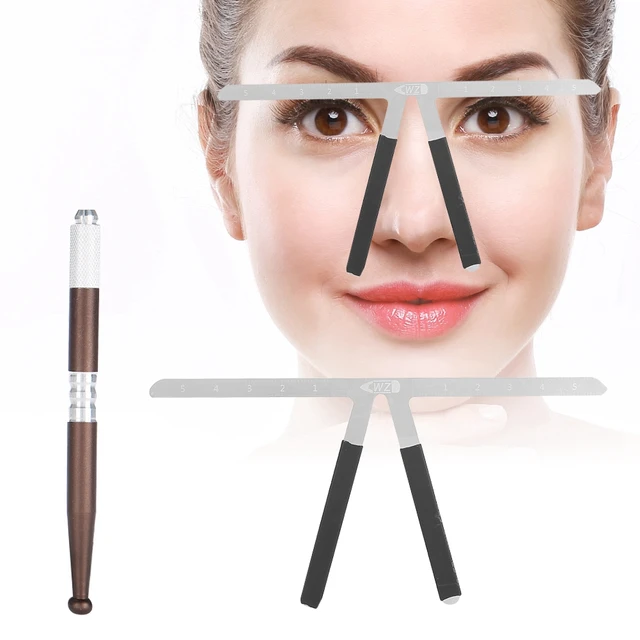 Eyebrow Shaping Kit Eyebrow Measure Stencil Ruler + Tattoo Manual Pen
