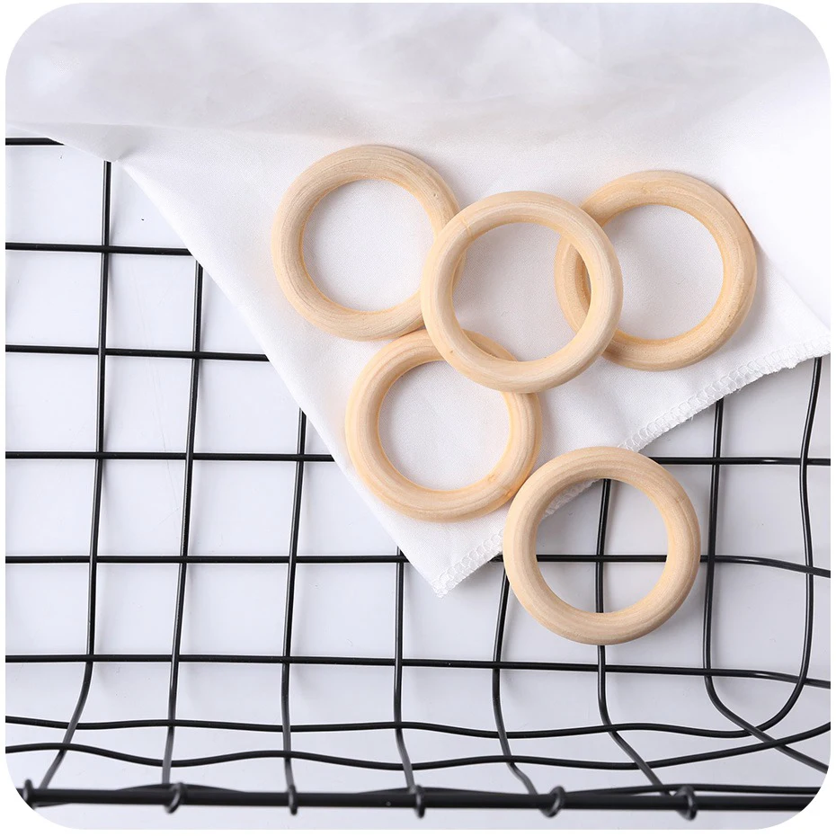 5Pc 70MM 자연  나무 젖니가 남 반지 Teether 나무  Teethers 어린이를위한  액세서리 DIY 공예 어린이 용품 장난감