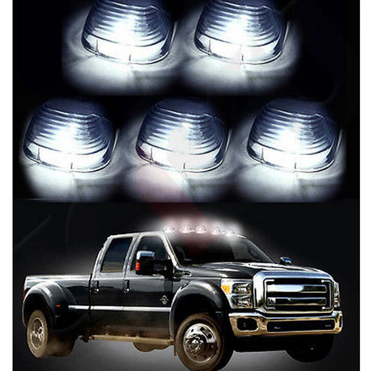 

5pcs Smoke Cab Marker Clearance Light Lens Covers For Ford F-250 F-350 F-450 F-550 Super Duty
