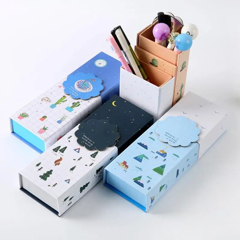 

Japanese Korean Pencil Case Stationery Box Folding Creative Versatile Pencil Holder For Students Offie School Gift Awards