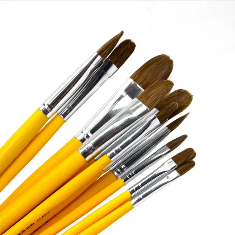 

6Pcs Wooden Handle Digital Oil Paint Brushes DIY Art Supplies Long Tail Wolf Hair Watercolor Brush Painting Pen Art Stationery