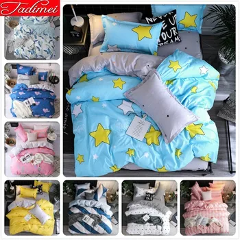 

AB Side Kids Adult 3/4 Pcs Bedding Set Soft Cotton Bed Linen Single Twin Full Queen King Size Bedspreads Duvet Cover Bedclothes