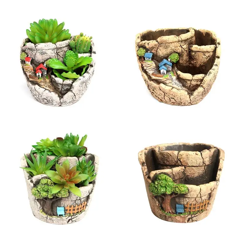 

Succulent Flower Pots Creative Cute Shape Green Plant Micro Landscape Weaving With Craft Ornaments A Great Gift For Plant Lovers