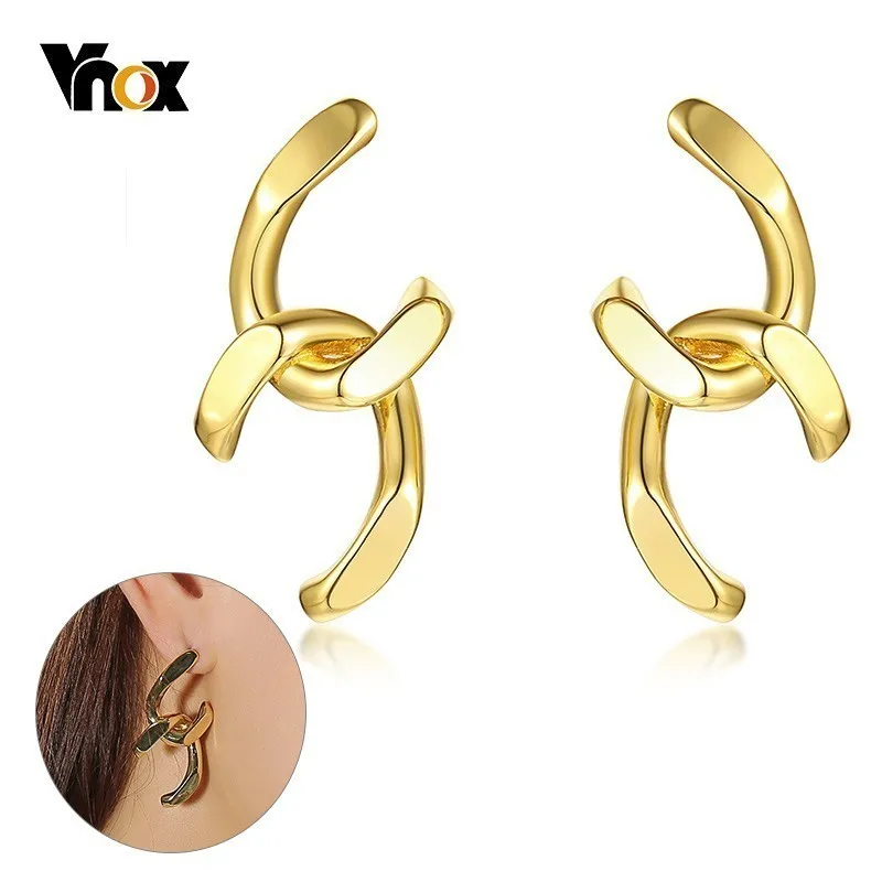 

Vnox Chic Women Dangle Earrings C Shaped Hook Dangle High Polished Gold Tone Stainless Steel Elegant Female Party Jewels
