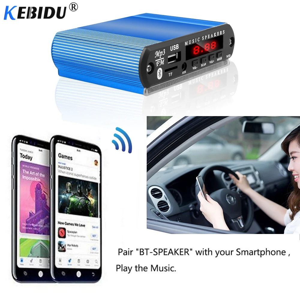 KEBIDU DIY алюминиевый чехол беспроводной декодер плата модуль Bluetooth MP3 плеер 5 в 12 В USB