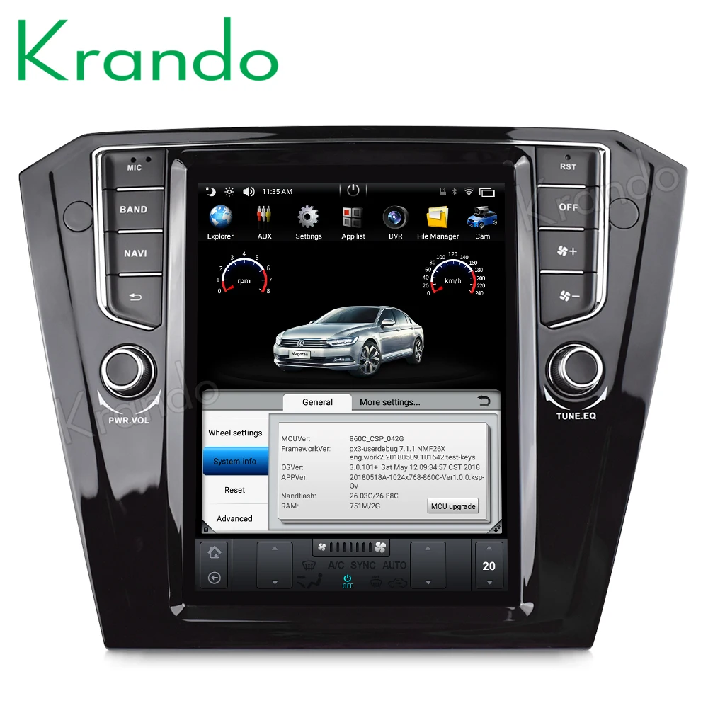 Clearance Krando Android 8.1 10.4" Tesla Vertical touch screen car radio player for VW B8 Passat 2017+ multimedia player with gps 3