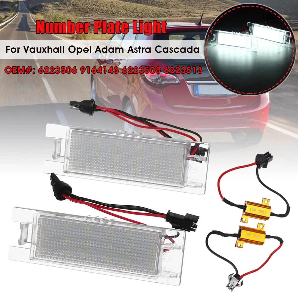 

Pair LED Car Number License Plate Lights Lamp Bulb for Vauxhall Opel Corsa C D Astra H J Vectra