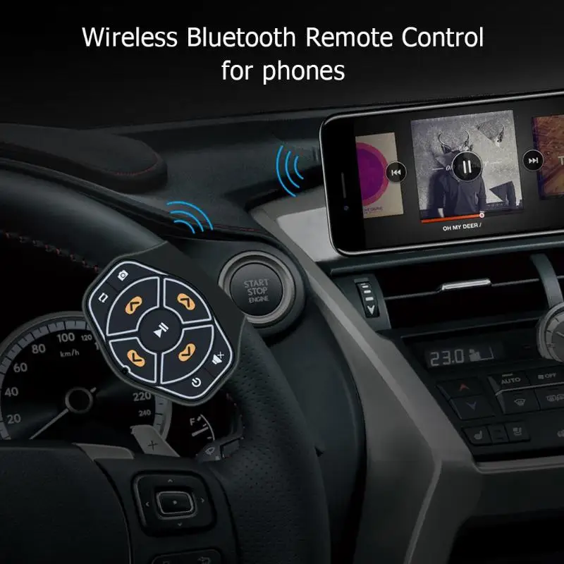 Автомобильный стиль, беспроводной Автомобильный руль, кнопка дистанционного управления, Bluetooth 4,0, Hands-free, мультимедийный плеер, кнопка для Android IOS