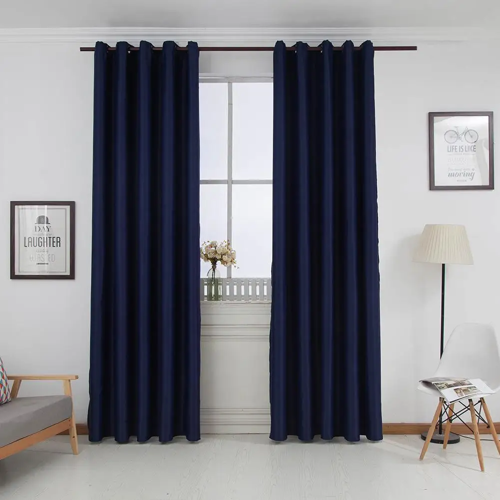 

Adeeing Solid Colour Blackout Curtain Elegant Drape For Home Hotel Decoration 1pc (punching Version)