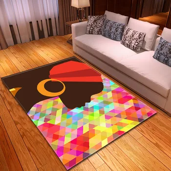 

DeMissir African Woman Head Printing Carpet Rugs For Bedroom Restaurant Home Living Room Floor Decorative Soft Face Back Nonslip