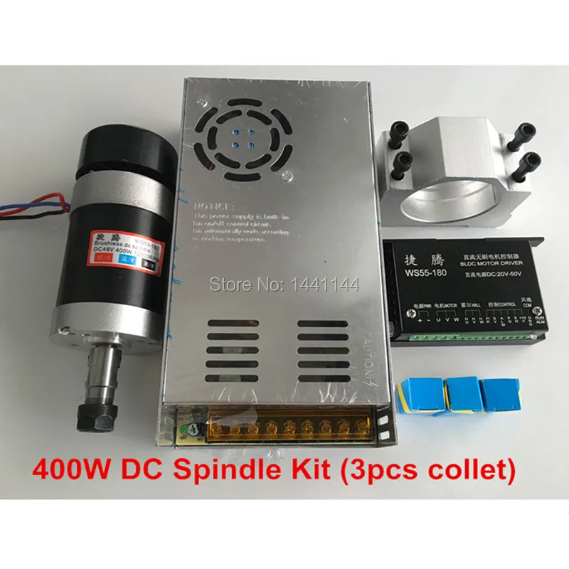 

CNC Spindle Brushless 400W ER11 Collet Spindle Motor + Switching Power Supply + Motor Driver + 55MM Clamp + 3pcs ER11 Collet