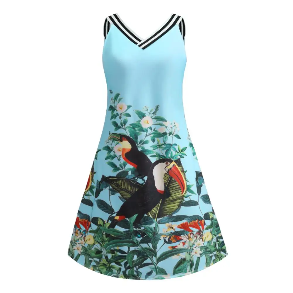 

Make eaby amazon sells Europe and America and sexy sleeveless v-neck package buttocks printing connect dress