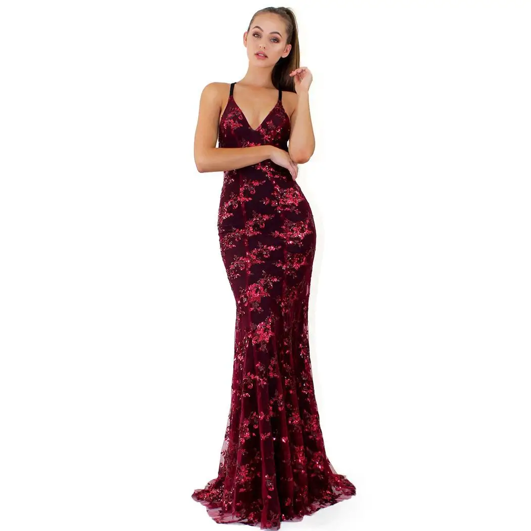 Women Casual Spaghetti Strap Back Lace Loose Up Summer Sequins Zipper Medium Waist Long Formal Events Dress | Женская одежда