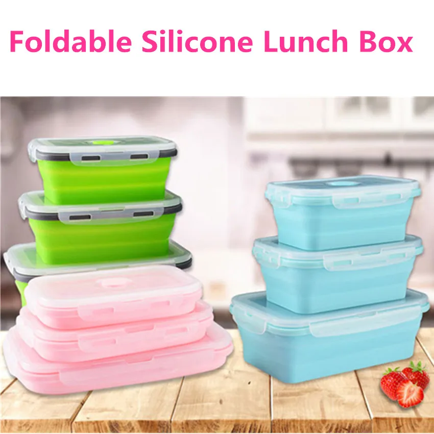 

350/500/800/1200ML Eco-Friendly Silicone Lunch Box Lunchbox Big Size Folding Food Container Crisper Portable Bowl