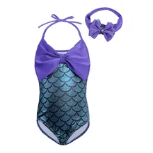 AmzBarley/2 шт., хвосты маленькой русалки, купальник принцессы для девочек, купальник с бикини с завязками, комплект, купальный костюм