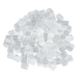 SODIAL (R) 100 pcs серьги спины Средний 3 мм безопасности для рыбы крюк полупрозрачные пробки протекторы