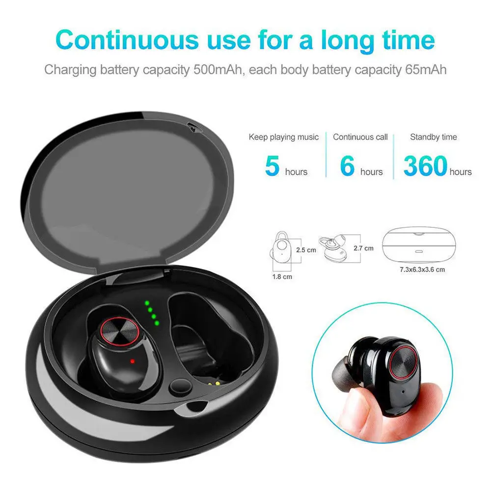 AKASO V5 TWS Bluetooth наушники с V5.0 EDR стерео звук беспроводной микрофон Спорт Sweatproof