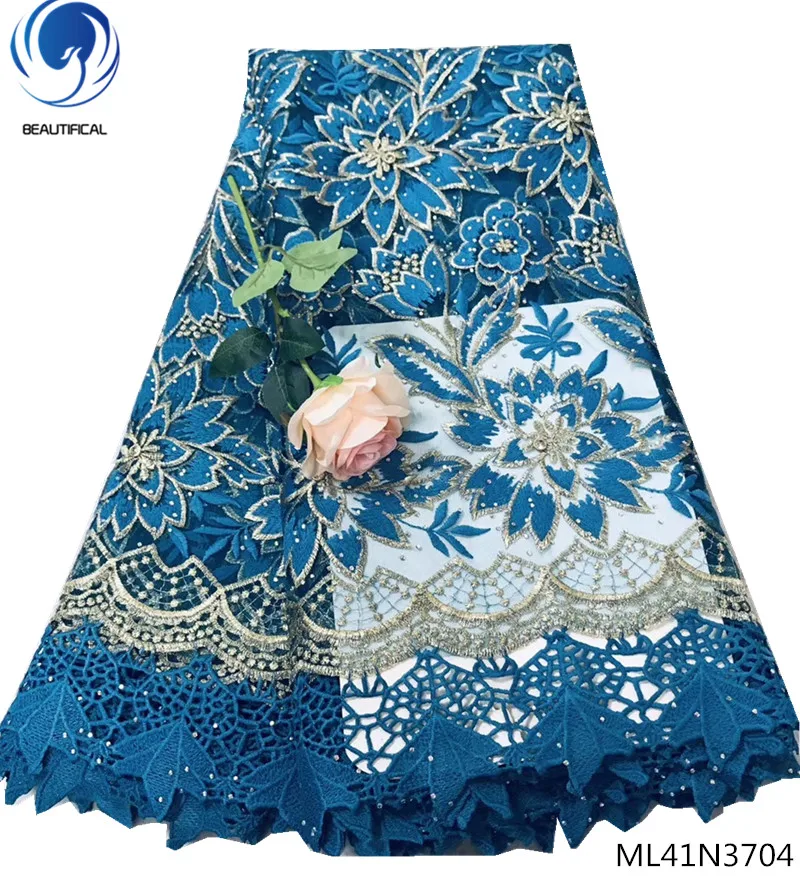 

BEAUTIFICAL french tulle with african lace embroidery fabric stones mesh tulle fabric with lace african ML41N37