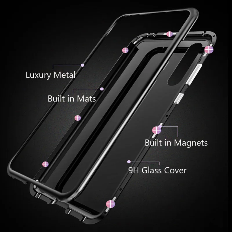 Магнитный флип чехол для samsung galaxy a7 a9 2018 a750f с закаленным стеклом задняя крышка
