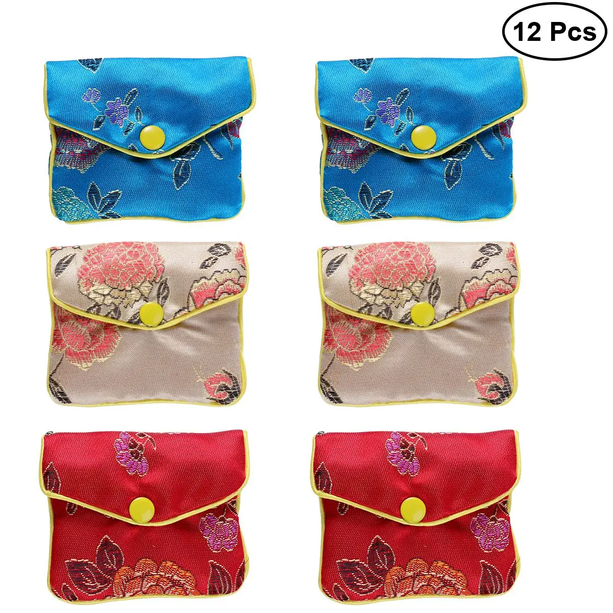 12pcs Chinese Jewelry Bag Traditional Brocade Pouch Coin Purse