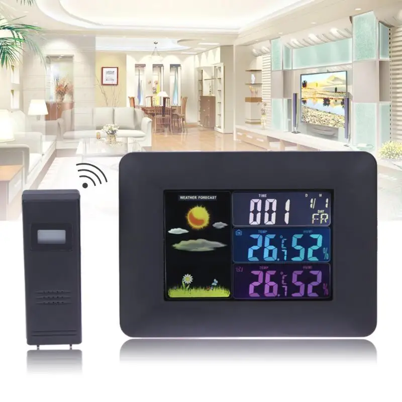 

Wireless Color Indoor/Outdoor Forecast Temperature Humidity Weather Station Temperature Meter