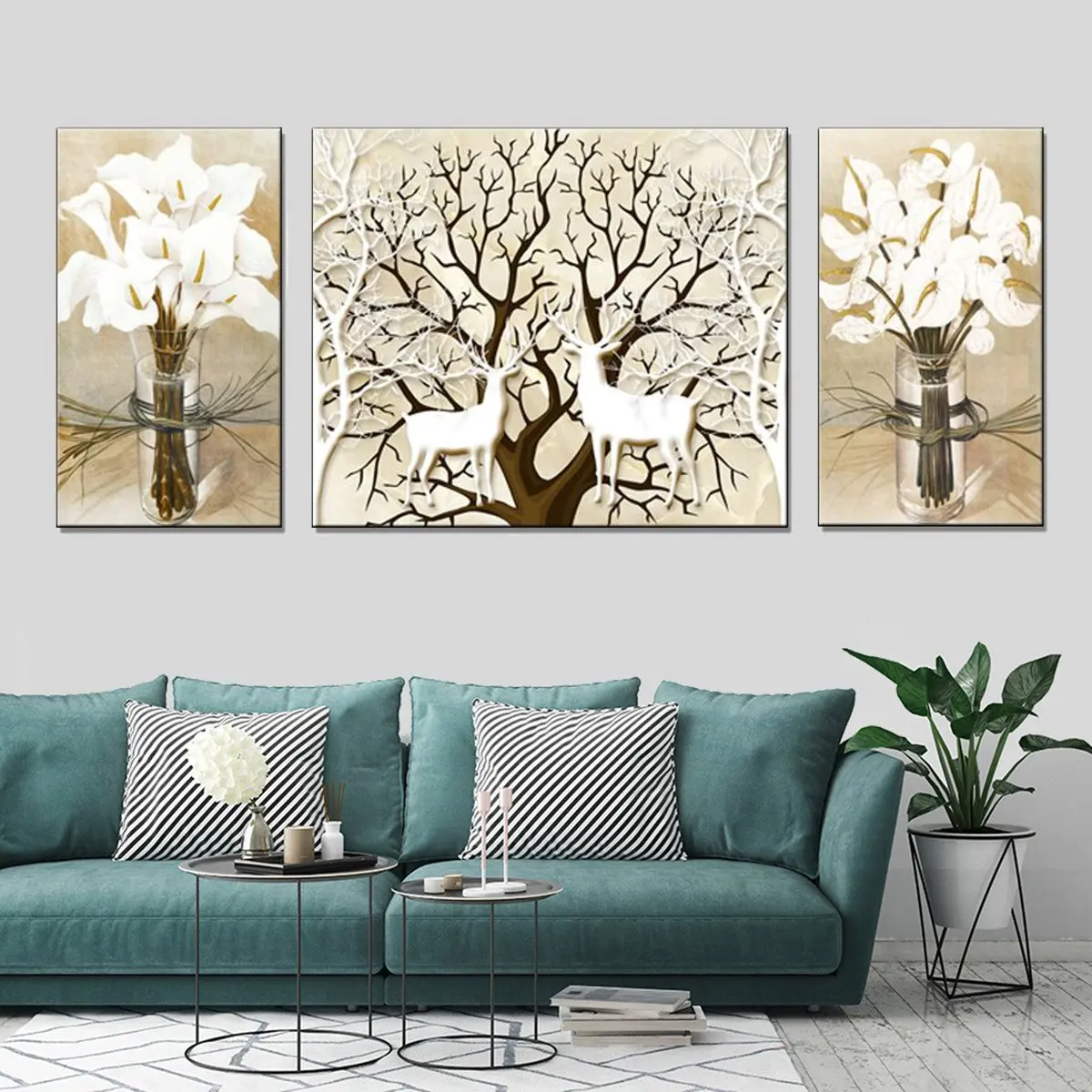 3Pcs/Lot Unframed Modern Canvas Painting Hanging Wall Art Pictures Murals Poster Home Living