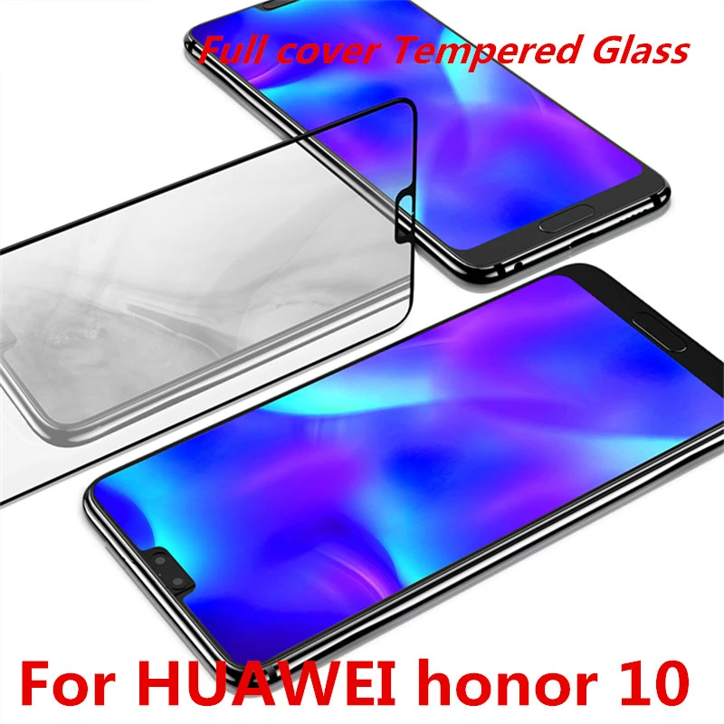Full Cover Tempered Glass For HUAWEI Honor 10 Honor10 Screen Protective Case 9H Toughened Black Frame All Edges On Smartphone | Мобильные