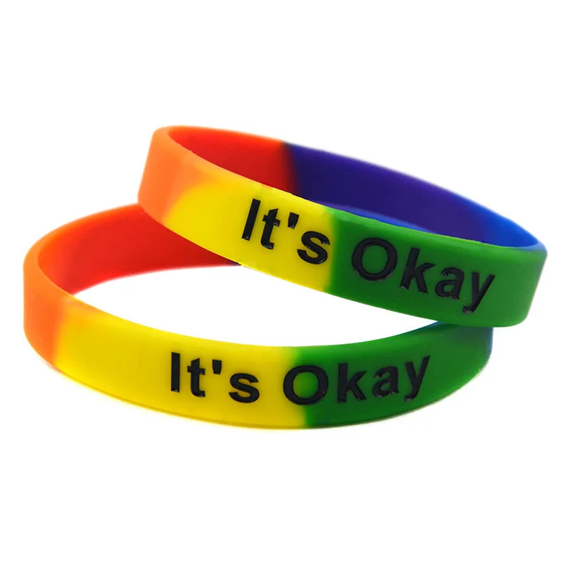 

10pcs per lot It's Okay silicone bracelets and bangles designer It's ok Silica Gel bracelets bangles advertising gifts
