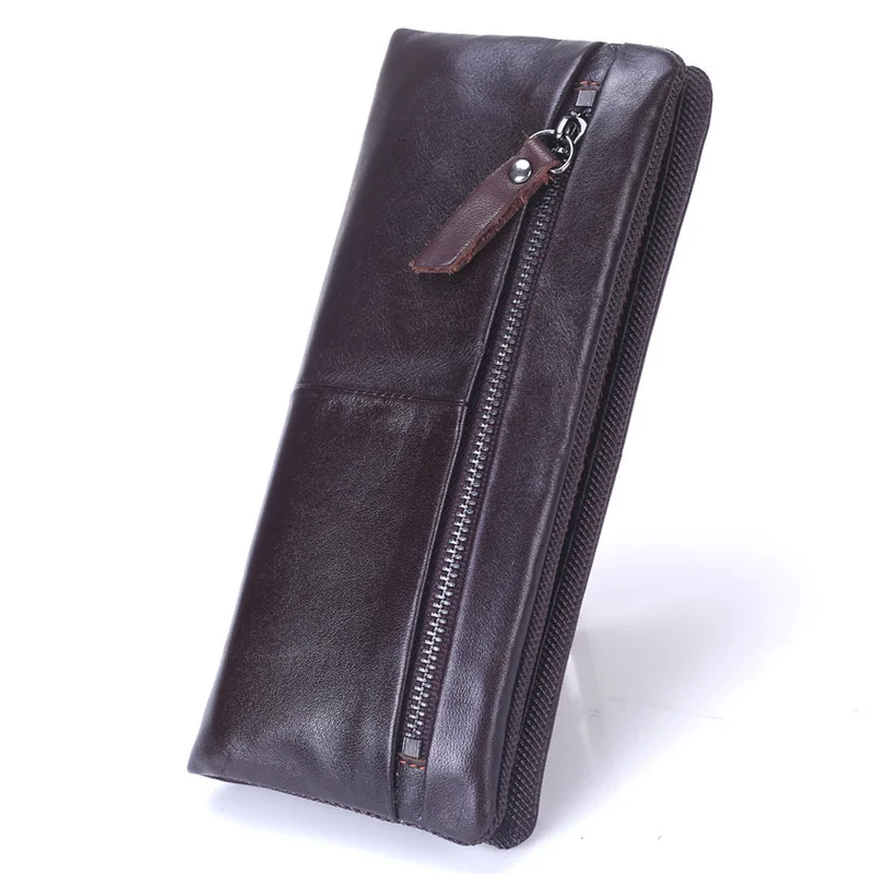 

Genuine Leather Vintage Men Purse Long High Qaulity Wallet Luxury Designer Mini Male Purse With Coin Pocket Change Card Holder