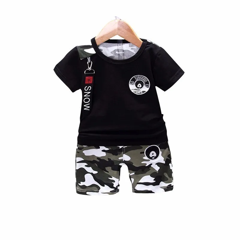 Casual Toddler Kids Boys Summer Tops T-shirt Camo Pants Outfits Set Clothes
