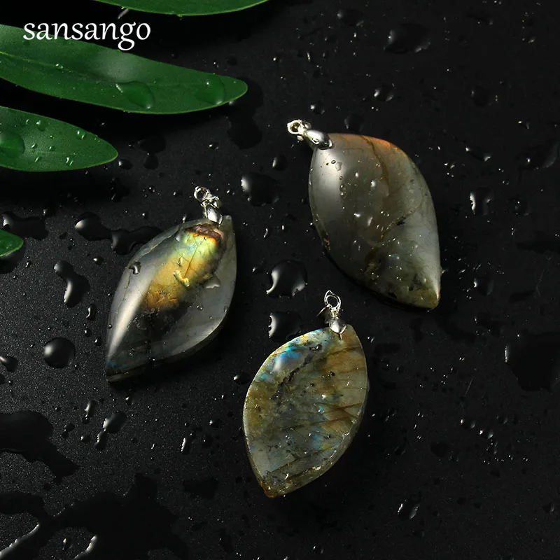 

Natural Irregular Labradorite Blue Calcite Fell Knitting Stone Reiki Chakra Healing Pendant DIY Necklace For Unisex Jewelry Gift