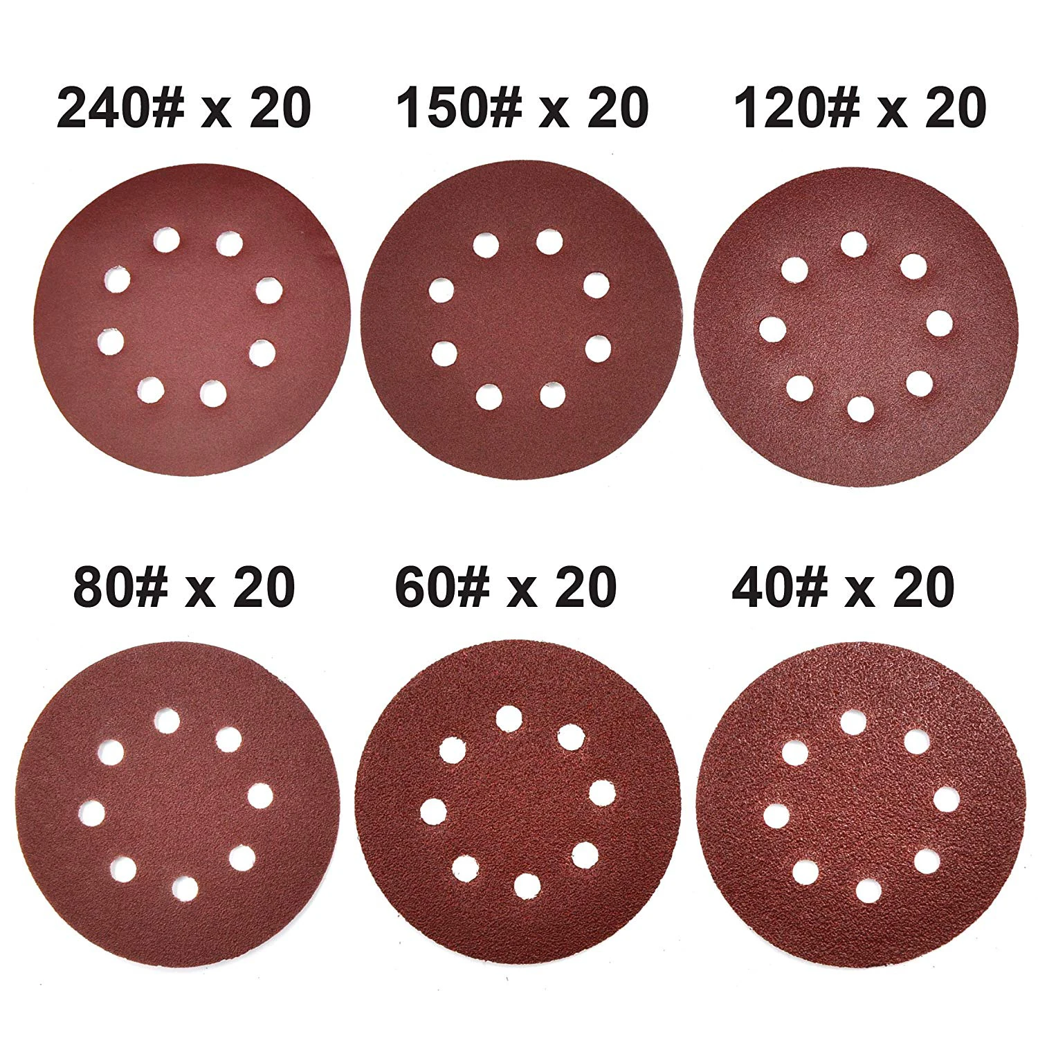 

HHO 120 pieces, sandpaper disc, sandpaper disc sandpaper, 5 inch 8 hole hook and ring sandpaper sanding disc sandpaper sandpap