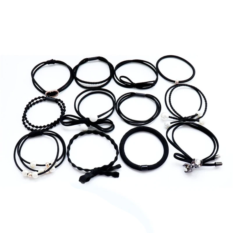 

12Pcs/Set Korea Simple Headwear Women Girls Elastic Rubber Hair Ties Accessories