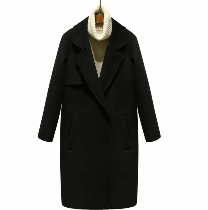 Manteaux 9130 Manteau Femmes Hiver 2018 Noir New Laine Forme Long Mince Cocon ga4nqvp