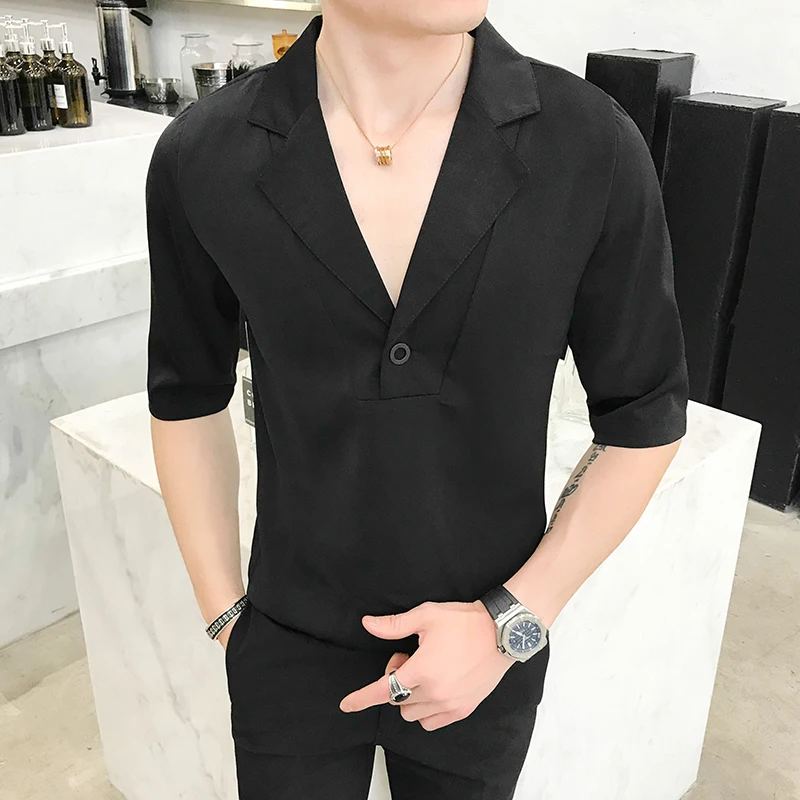 2019 Summer Fashion Solid Color Leisure Time Short Sleeve Fashion Self-cultivation T shirt men tops Hot Sale 2019 Summer Fashion Solid Color Leisure Time Short Sleeve Fashion Self-cultivation T shirt men tops Hot Sale