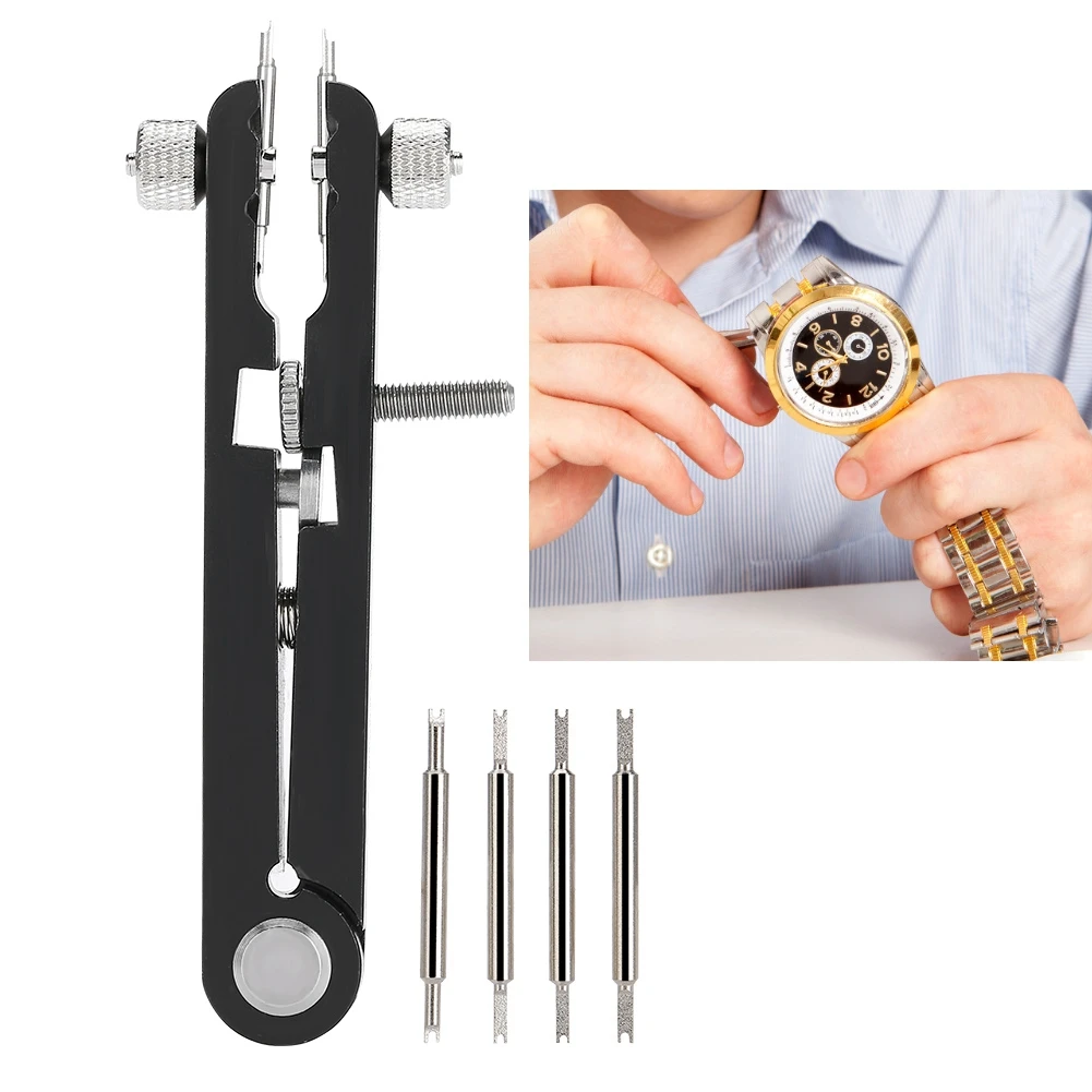 

6825 Alloy Watch Strap Remover Adjuster Tool Professional V-shaped Spring Bar Plier (Black 6-Pin) for Watchmaker Watch tool