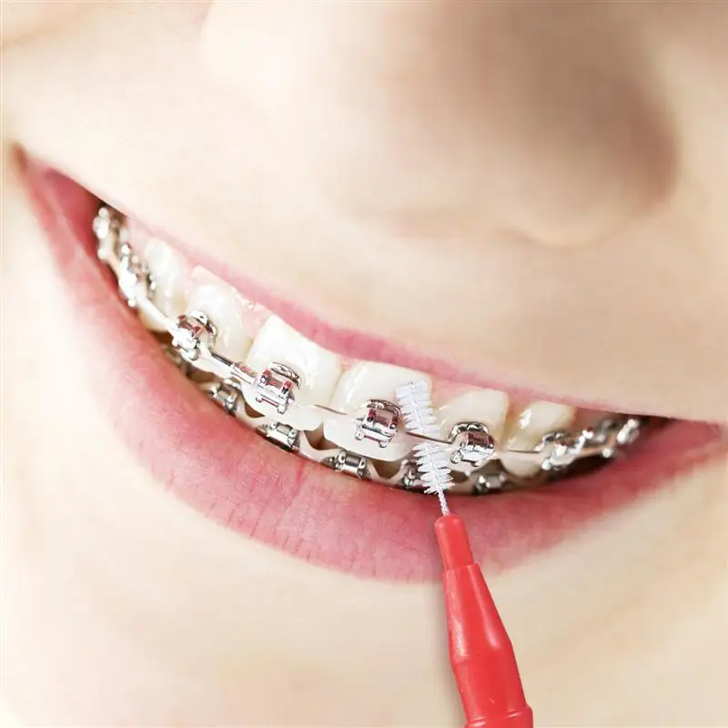 50 шт Стоматологическая Ортодонтическая уход за полостью рта межзубная щетка-зубочистка между зубами щетка комплект(синий и красный