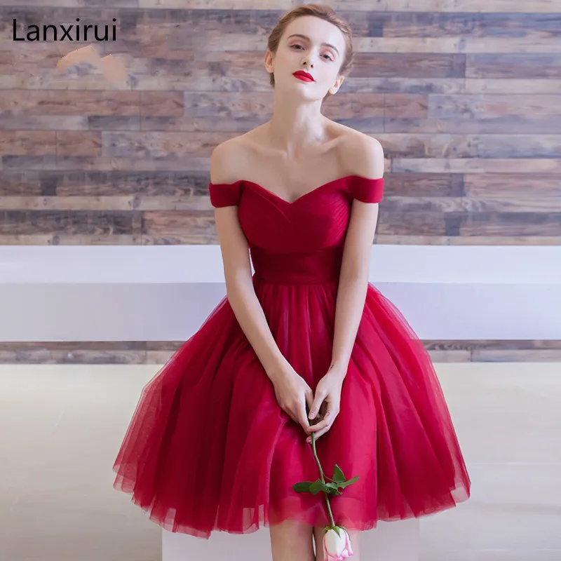 ليلة فساتين 2019 مطوي النساء الرسمي الحفلة الراقصة حزب ثوب قصيرة Lanxirui اللباس