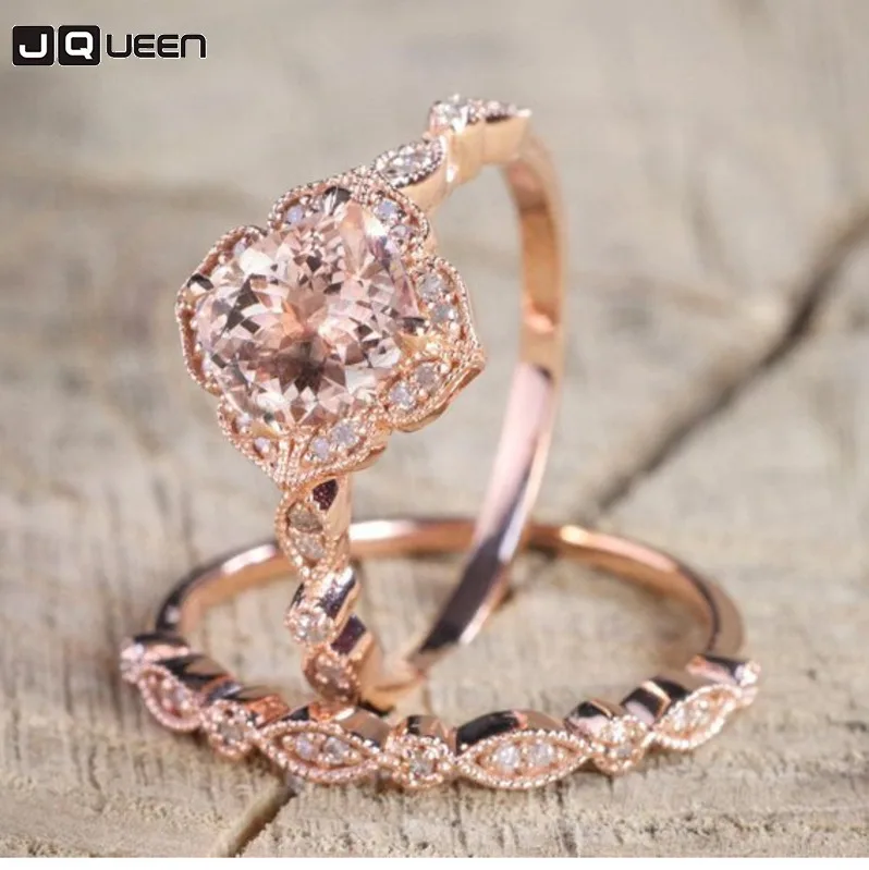 New Arrivals Rose Gold Couple Ring Sets 1 Pair Wedding Engagement Lover