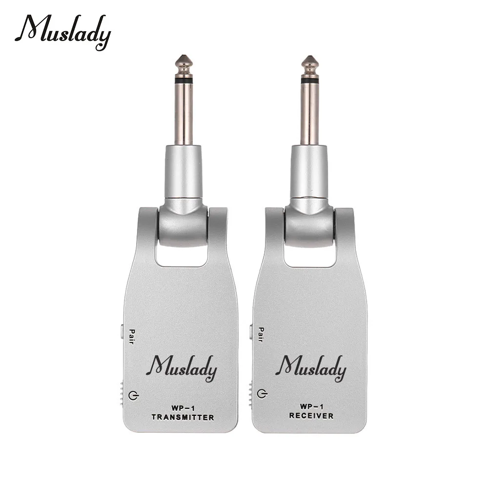 

Muslady 2.4G Wireless Guitar Transmitter Receiver Wireless Transmitter Guitar Rechargeable Battery 30M Black/ Silver