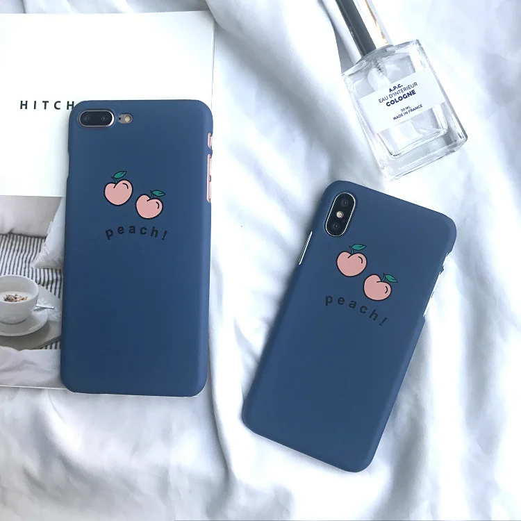 

Simple solid color fruit peach high quality hard phone case for iphone 7 case for iphone 6 6s 7 8 plus x xr xs max phone cover
