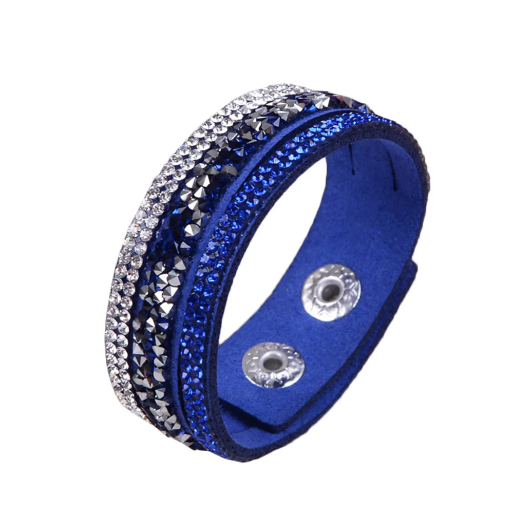 

1PC Fashion Rhinestone Velvet Leather Wrap Wristband Cuff Punk Bracelet Bangle