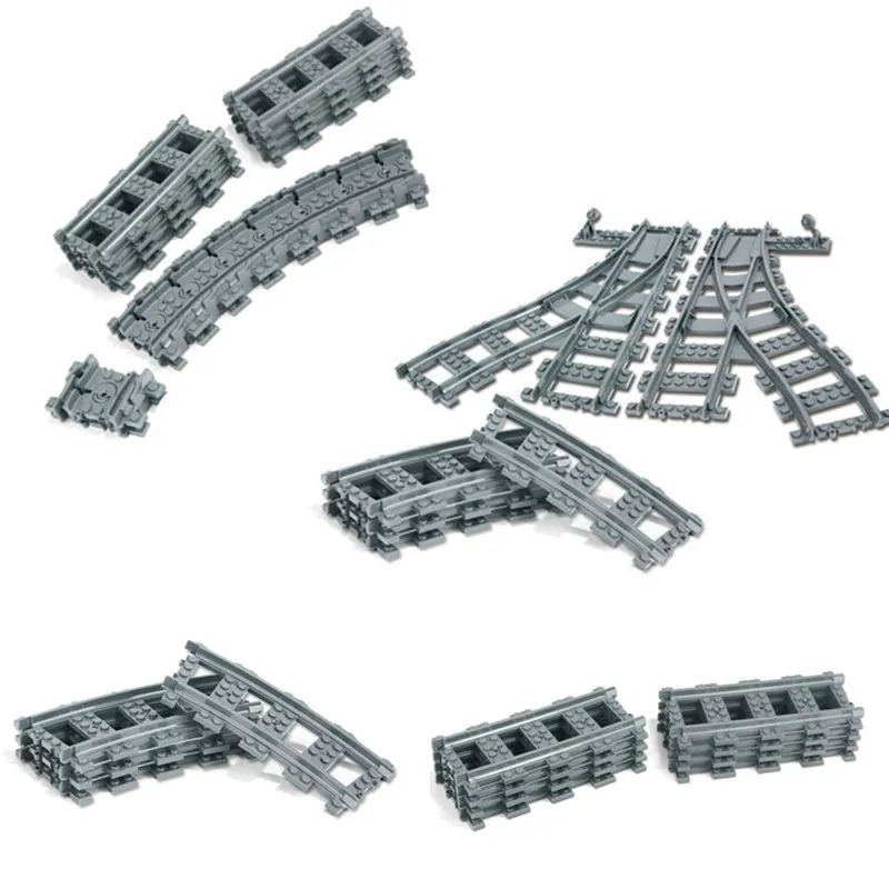 جديد مدينة القطارات قطار المسار السكك الحديدية مستقيم و منحني القضبان صالح legoings مدينة تكنيك المسار اللبنات مجموعة الطوب نموذج طفل لعبة