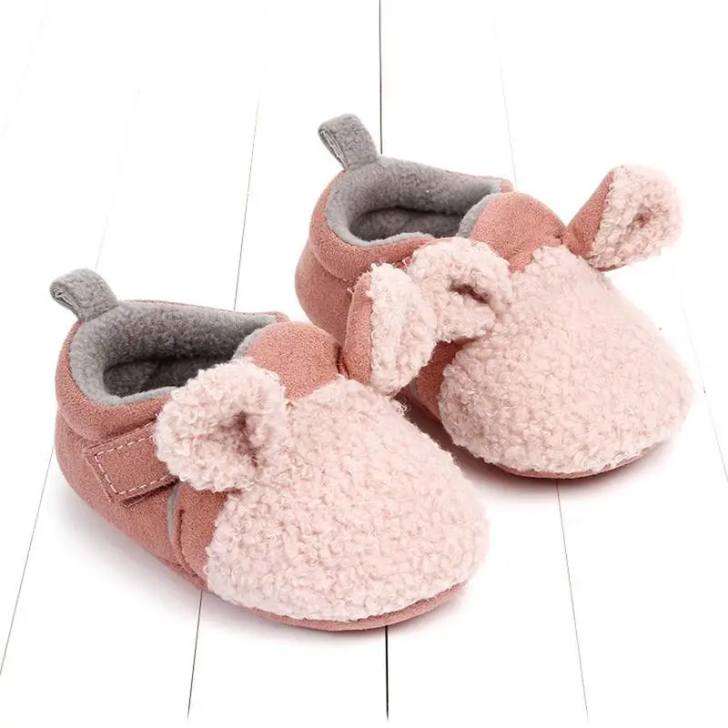 Baby Plush Bear Pattern Non-slip Winter Cotton Shoes Baby Toddler Shoes For Unisex Baby Infant Cotton Toddler Home Shoes